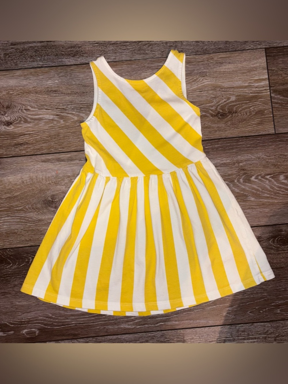 Okaïdi Girls 4T Yellow White Striped Dress